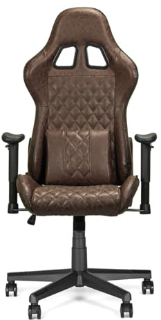Ranqer Felix Office Bürostuhl, ergonomischer Chefsessel, 2D-Armlehnen, höhenverstellbar, Rückenlehne 90–180°, Kopf- und Lendenkissen, für große Personen, bis 150 kg, PU-Leder, Dunkelbraun