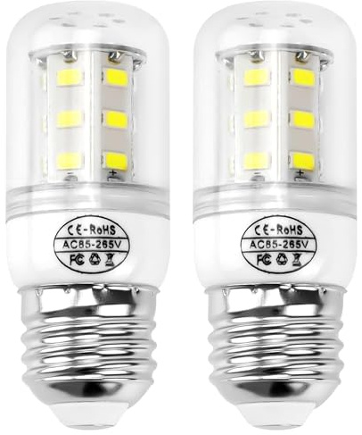 AMI PARTS KEI D34L Refrigerator Bulb 5304511738 E27 LED Refrigerator Light Bulb 3.5W Compatible with frig.idaire Kenmore Light Bulb AP6278388 PS12364857 (85V-265V White Light*2 Pice)