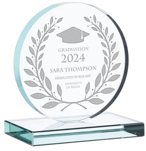 Wanapix | Personalisierte Trophäe mit Name und Text | Kristallgravur | Personalisierte Auszeichnung Inklusive Aufbewahrungsbox | Erster Preis/Rechteckig/Achteckig/Rund