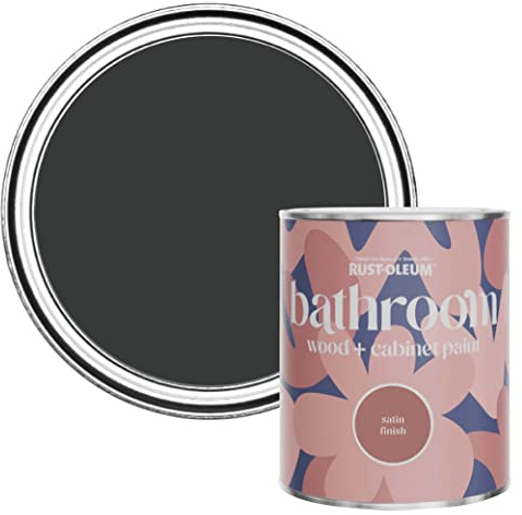 Rust-Oleum White Moisture Resistant Bathroom Wood and Cabinet Paint in Satin Finish - Natural Charcoal (Black) 750ml
