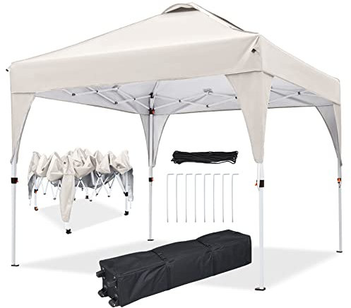 Gazebo, .Victor 3x3m Pop Up Gazebo Instant Folding with Wheeled Bag, Outdoor Gazebo Tent for Events, Outdoor Craft Show, Farmers Markets(Khaki)