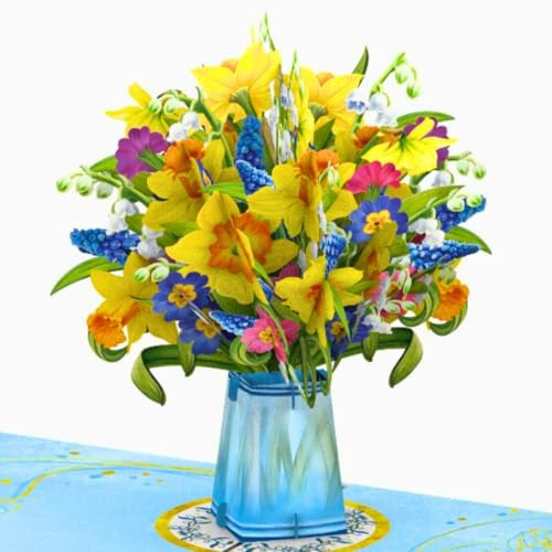 Three Dee Cards - Exquisite Daffodil 3D Pop Up Card for Her Mum Mothers Day - Wife Girlfriend Anniversary Valentines Pop-up - Grandma Birthday - 15cm x 20cm