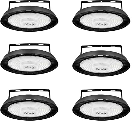 200W Faretto LED UFO 6 Pezzi, Lampada da Officina con Staffa 20000LM | Impermeabile IP65, 6000K Bianco Freddo, Super Luminoso 216 LEDs, Lampada LED per Capannone, Fabbrica, Officina, Fienile