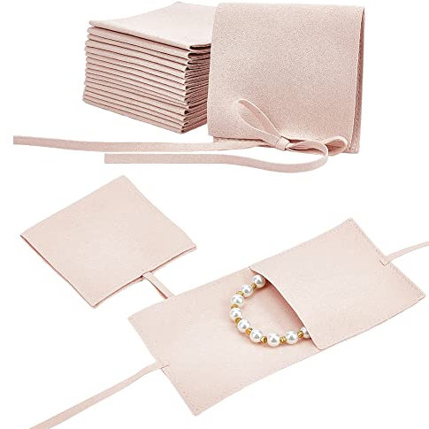 NBEADS 20pz Sacchetti per Gioielli in Microfibra, 8x8cm Sacchetti Bracciali Collana Confezione Borsa Papillon per Gioielli con Stringhe per La Conservazione di Regali di Caramelle Nuziali, Gainsboro