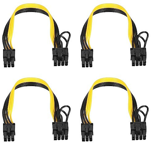 PATIKIL PCIe Cable 6 Pin Male to 8 Pin (6+2) Male GPU Power Supply Cable PCI Express Power Adapter Cable 220mm/8.7 for Graphics Card, Pack of 4