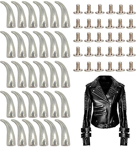 YJFY 30 Stück Ziernieten Nieten Spikes metall killernieten mit Schraube zum Dekorieren von Taschen Schuhen Hüten Hosen Jacken Hundehalsbändern Gürteln und DIY Handwerk Dekoration (Silber)