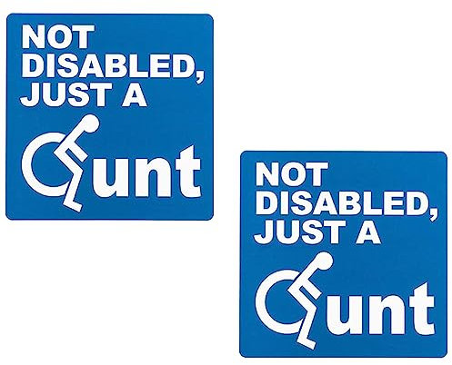 Nyhet rolig bildekal med funktionshindrade bilstötfångare, 2-pack, humoristisk design med rullstolssymbol, vatten/väder/solbeständig, premium vinylkvalitet – 100 mm x 100 mm