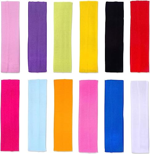 DERAYEE 12pcs Bandeau de Sport Bandeau Transpiration Coloré Femme