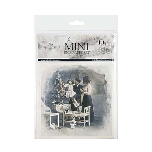 ITD Collection - Mini Scrapbook Papel de Arroz Set Creativo 14,8 x 14,8 cm (6 Hojas) Papeles de Arroz Decoupage para Scrapbooking y Manualidades - Multicolor (RSM085, Código HS - 48021000)
