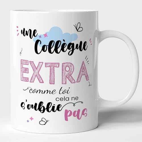 Lalasol Mug Cadeau Collègue Femme Prénom Nom Personnalisé - Tasse Collègue Cadeau Femme Chef Départ de Travail Anniversaire Noël - Mug Blanc