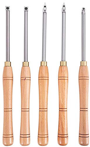 BomDog Holzdrehwerkzeuge Für Drehmaschinen-Set, Hartmetall-Drehwerkzeuge Mit Diamantform, Runde, Quadratische Fräser, Drehmeißel, 5-Teilig