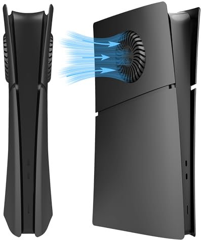 DOBEWINGDELOU Faceplate per PS5 Slim Digital Edition con prese d'aria e filtro antipolvere, pannelli di copertura per console Face Plate ABS antipolvere di ricambio laterale accessori custodia nera