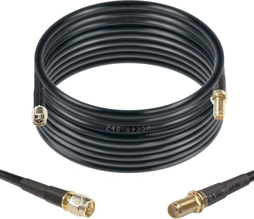 Maswell Cavo coassiale equivalente LMR240, 5 m, 50 Ohm, cavo di prolunga SMA a bassa perdita, da maschio SMA a femmina SMA per 5G 4G+ LTE WiFi GPS cellulare GNSS Router antenna esterna (non per TV)