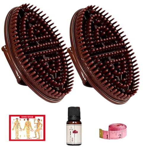 Professioneller Meridian-Bürste, Ganzkörper-Entspannung und ätherisches Öl, Meridian-Massagebürste, Handmassagekamm, Körperentspannung, Fünf-Elemente-Meridian-Bürste, Handmassagekamm (A)