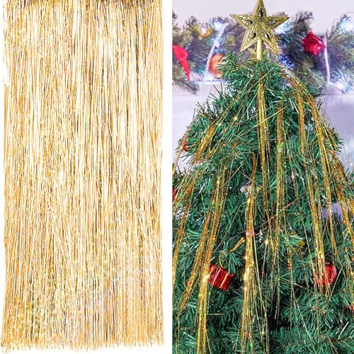 Xnferty 5000 Stück/12000 Stück Lametta-Eiszapfen, 17 Zoll, Folie, Vorhang-Hintergrund, Haar-Lametta-Set, Stränge, Eiszapfen, Lametta-Folie, Fransenstränge, Metallisches Lametta