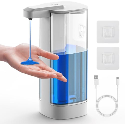 HOMELYLIFE Automatic Liquid Soap Dispenser, 500ml Touchless Hand Soap Dispensers 4 Levels Adjustable with IR Sensor USB Rechargeable, Wall Mounted Electric Soap Dispenser Waterproof