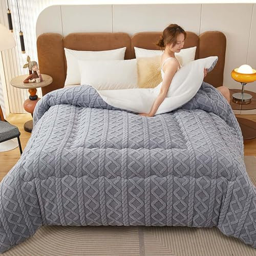 Ultra Weiche Und Dicke Lamm-Steppdecke, Verdicken Sie Lamm Kaschmir Decke, Modernes Design, Geeignet Für Schlafsäle, Häuser (B 100×150cm 1kg)