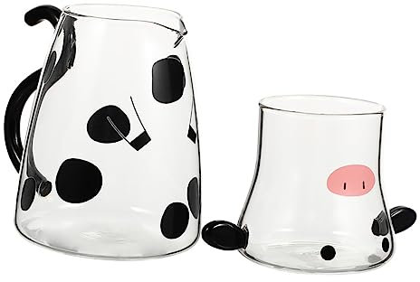 Amosfun Jarra De Vidrio Frío Taza Jarra De Leche De Vaca Capacidad Grande Decorativa