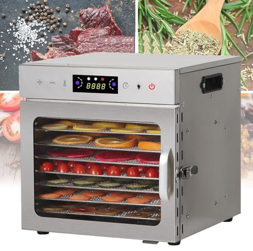 Deshidratador De Alimentos Y Armario De Secado, Secador DoméStico De 8 Bandejas Para Cecina, Capacidad, Con Control Total De Temperatura Para Carnes, Verduras Y Frutas,8-Tray