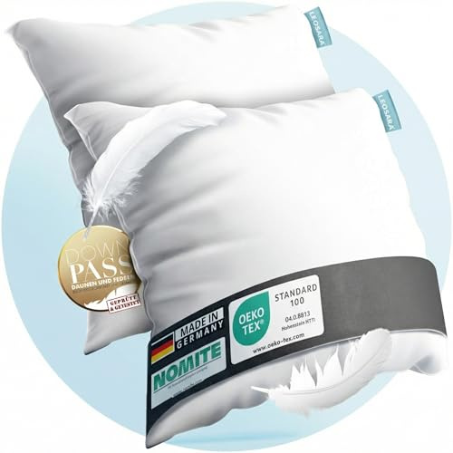 LEOSARA® Kopfkissen Federkissen mit 100% Federfüllung – Federkissen 80 x 80 cm – Federkopfkissen 80x80 I Atmungsaktiv I Optimale Stützkraft für erholsamen Schlaf - Kopfkissen 80x80 Federn (2er Set)