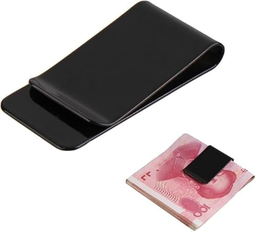 ONE SHOP di Bracalente Piero Clip para billetes hombre cartera acero inoxidable dinero clip billetes mujer billetes clip dinero metal monedero accesorios carteras, Acero Negro, Clásico