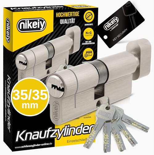 GERCAR Pro+ DIY MIX - Cerradura cilíndrica de cierre uniforme con función N+G, 35/35, 70 mm – Cilindro de cierre combinable según desee, cerradura de cilindro A: 35 B: 35 / pomo