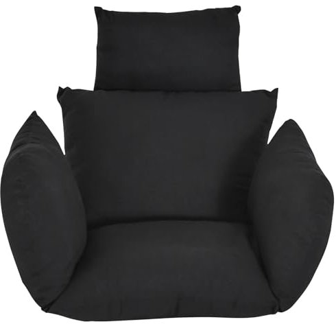 Mineliste Hängesesselkissen, Kissen for Hängesessel, waschbar, Schaukelstuhlkissen, Dickes Hängesesselpolster for die Terrasse(Black)