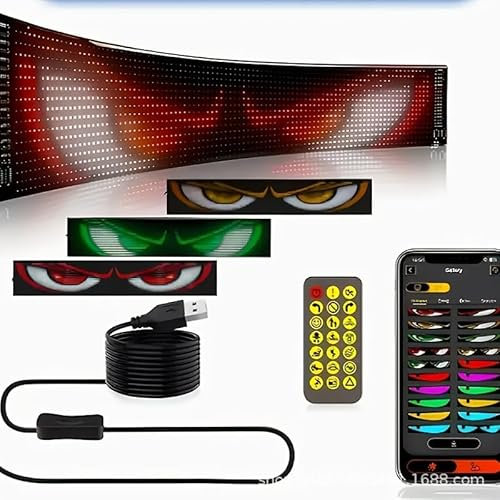 OBEST 2er LED Anzeige Programmierbar, GRB Schild mit Bluetooth APP Steuerung, Flexibles Dynamisch LED Anzeigetafel Personalisiert Leuchtschild für Auto LKW Geschäft Bar Hotel Werbung,34.8X10.2cm