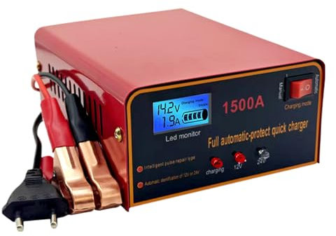 Caricabatteria per auto, caricatore di mantenimento per batterie auto, ricarica rapida, protezione di sicurezza, carica di mantenimento portatile, per trattore, camion, tosaerba auto