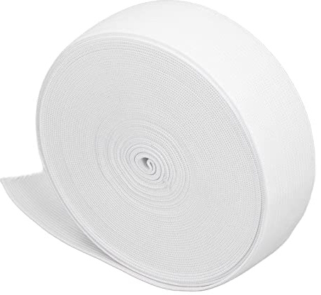 RiToEasysports Banda Elástica Blanca Gruesa de 10 Metros de Goma Reutilizable Plana para Ropa de Bricolaje, Costura y Pantalones
