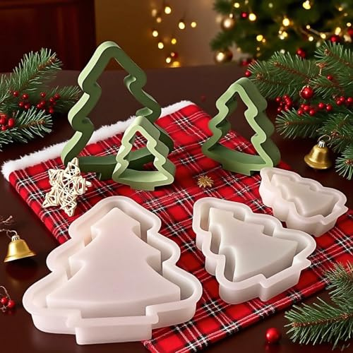 Silikonformen Gießformen Weihnachten, 3 Stück Silikonform Tannenbaum, Gießformen Silikon Weihnachten, Silikonform Weihnachtsbaum, Silikon Gießform Weihnachten für DIY Weihnachtsdeko Handwerk (A)