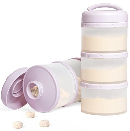 Termichy Mjölkpulver, portionskopa, baby, stapelbar, mjölkpulverförvaringslåda, 2 stycken (ljuslila)