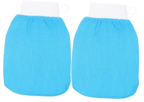 HAMPPLIES 2 Stück Peelinghandschuhe Duschpeelinghandschuhe aus Grobem Material für Glatte Haut Wiederverwendbar Hautpeeling und Reinigung Duschzubehör für Frauen und Mädchen Zufällige Farbe
