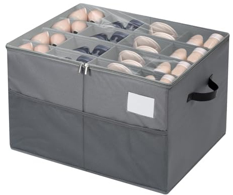 Brysalis Organizador Zapatos Armario, Caben 16 Pares, Cajas para Almacenaje Zapatos, Almacenamiento para Guarda Zapatos Plegable, Caja de Zapatos con Cubierta Transparente y Asas Reforzadas