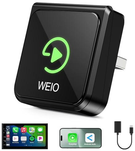 Wireless CarPlay Adapter Für iPhone: Android Auto Wireless Adapter Aufgerüsteter – Mini, Automatische Verbindung, USB/Type-C, Plug & Play, Kompatibel Mit iPhone & Android, Kompatibel mit Autos ab 2016
