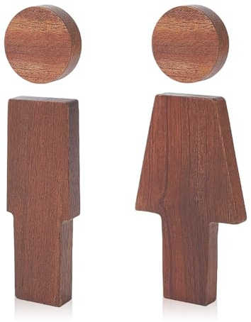 WADORN Toilettenaufkleber Aus Holz Für Männer Und Frauen, Selbstklebendes Badezimmer Toilettenschild Mit Aufschrift Für Männer Und Frauen Badezimmerschilder Für Toilette Waschraum Büro Wasserklosett