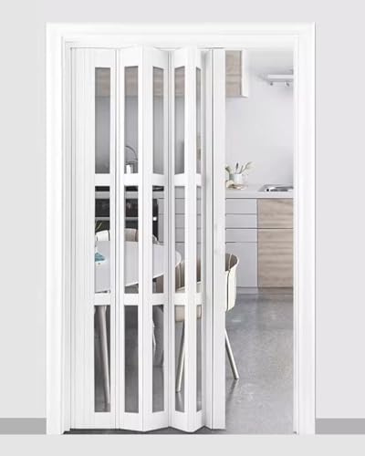 ZIMGOD Puerta Plegable Puertas Plegables de PVC Blancas para Interiores 210 cm de Alto, Puerta Corredera Retráctil para Cocina con Efecto Roble, Puerta Plegable Tipo Acordeón(66x210cm (26 x 82 5/8))