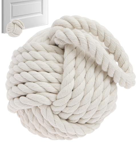 Maritimer Türstopper Knoten Weiß Wiegt 1,35kg Deko Türstopper mit Schlaufe Beschwert Dekorativer Stopper für Räume Türen Fenster Buchstütze
