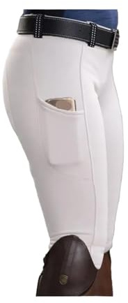 GIYXHU Ridbyxor kvinnor hästkapplöpning ficka höftlyft ridning tights byxa ridning byxor byxor byxor leggings, Vitt, L