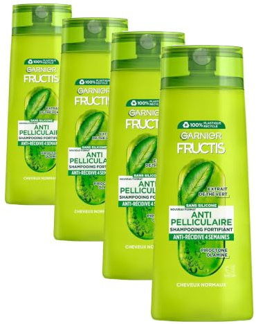 Garnier Fructis Shampooing Antipelliculaire thé vert 300 ml (Lot de 4)