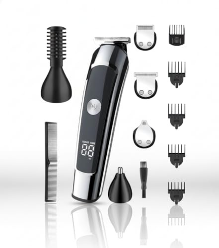 7-in-1 Haarschneider für Männer – Barttrimmer, Nasenhaartrimmer & Körperrasierer mit Hochgeschwindigkeitsmotor, austauschbaren Köpfen & präzisen Führungskämmen
