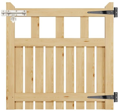 INMOZATA Garden Gate Wooden Pedestrian Gate with Gate Lock and Hinge, 3ft Wide x 3ft High (90cm Wide*90cm High)
