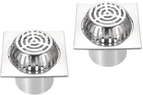 QUARKZMAN 2 Piezas Rejilla Desagüe Techo Y Piso Acero Inoxidable 201 Cubierta Desagüe En Forma Cúpula Antiobstrucción Base Cuadrada Exterior En Hogar Jardín Balcón (160mm/6.3)