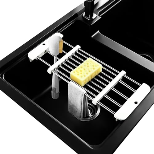 Disktorkning på Diskbänk, Diskbänkorganisatör, Disktorkar, Disktorkmatta Organisatör Diskbänk Utdragbar INOX 16x32-55 cm för Diskbänksförvaring och Köksorganisation