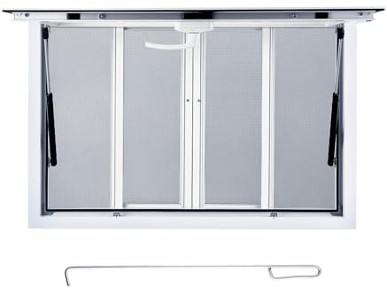Garvee Fenêtre de service en alliage d'aluminium pour food truck et camping-car – 4 panneaux coulissants avec moustiquaire, porte auvent et crochet de traction – Accessoire externeérieur – Taille : 36