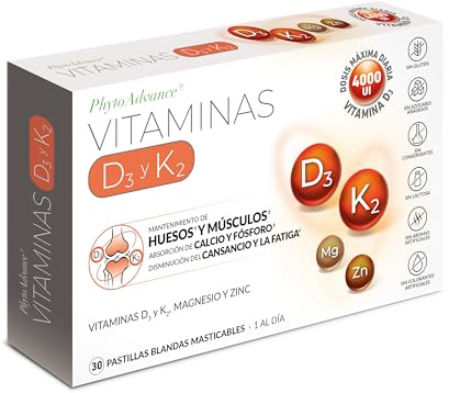 AlchemLife - PhytoAdvance Vitaminas D3 y K2 | Sistema Inmunitario y Huesos | 30 Pastillas Blandas Masticables | 4000 UI Alta Biodisponibilidad | con Magnesio y Zinc | Absorción Rápida | Sin Gluten