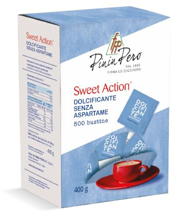 Pinin Pero Sweet Action Edulcorante - Dolcificante Senza Aspartame 400g - 500 bustine (0,8g x bustina)