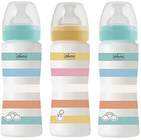 CHICCO Biberon 330 ml, 3 pezzi, Flusso Veloce 0% BPA, made in Italy