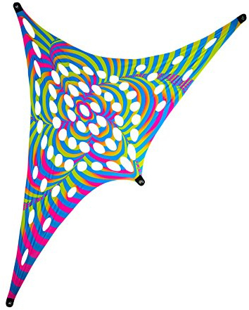 PSYWORK Schwarzlicht Segel Spandex | Goa Holes Psychedelic Stripes | 1,0 x 1,75m | UV-aktiv | Leuchtend | Wandtuch Wandbehang Stoff Neon Deko Party Tuch Tapestry Poster PSY