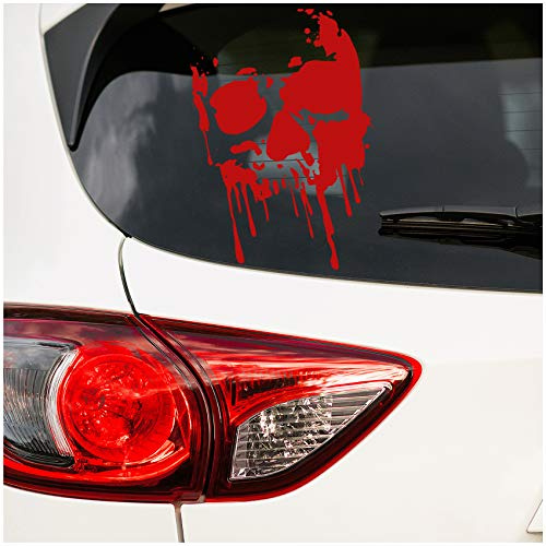 Totenkopf Aufkleber - Finest Folia Sticker Auto Boot Motorrad Caravan Dekor K071 (Karminrot, 30cm x 20cm)